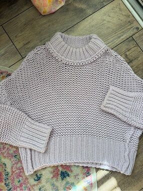 Free People Chunky Turtleneck Sweater - Light Lavender